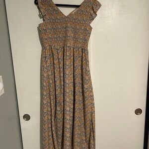 MELLODAY Floral Print Maxi Dress - Yellow and Blue